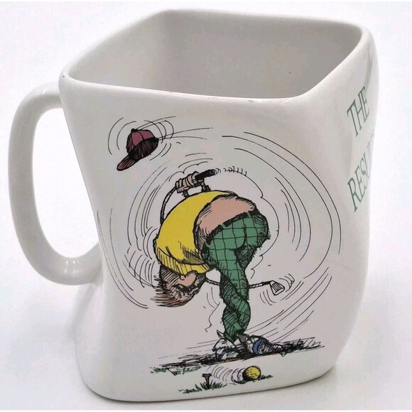 Vintage 1991 Golf Mug " The Results Of Overswing" Twisted Coffee Mug / Cup - Picture 1 of 9